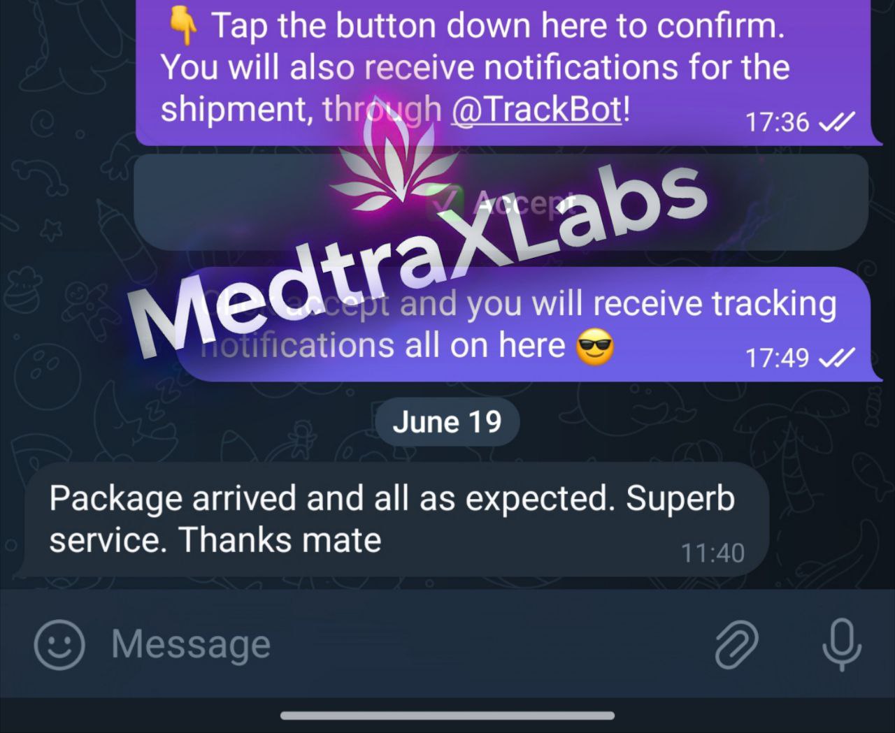 Member review — package arrived as expected, superb service